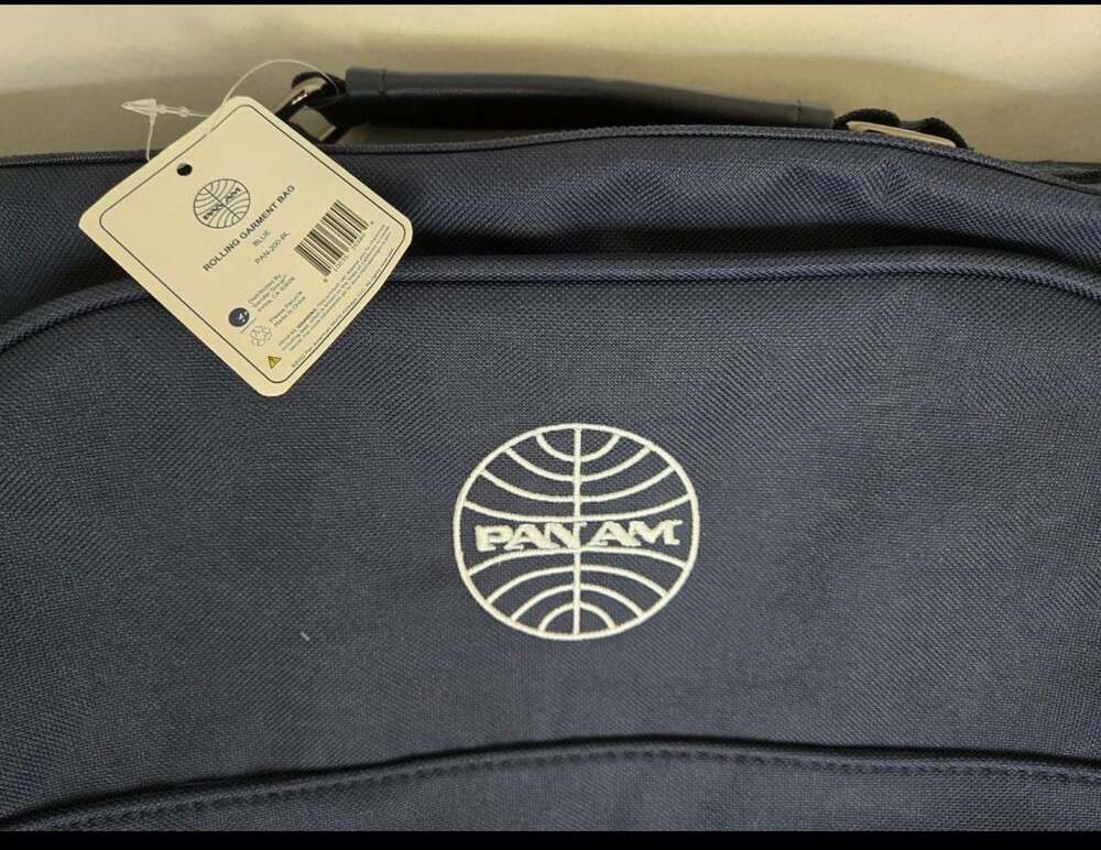 Pan Am Blue Rolling Garment Bag Carry-On Suitcase - Picture 4 of 5